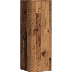Växtställ i konstruerat trä - Stabil och tidlös design | Storlek: 33x33x100 cm | Färg: Åldrat trä
