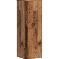 Växtställ i konstruerat trä - Stabil och tidlös design | Storlek: 33x33x100 cm | Färg: Åldrat trä