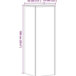 Växtställ i konstruerat trä - Stabil och tidlös design | Storlek: 33x33x100 cm | Färg: Åldrat trä