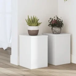 Växtställ i konstruerat trä - 2 st blomsterställ | Färg: Vit | Storlek: 20x20x30 cm