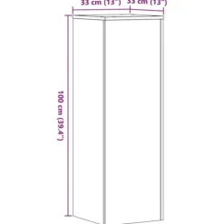 Växtställ i konstruerat trä - Hållbart och modernt | Färg: Betonggrå | Storlek: 33x33x100 cm