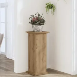 Växtställ i konstruerat trä - Stabilt och hållbart | Storlek: 33x33x80 cm | Färg: Ek