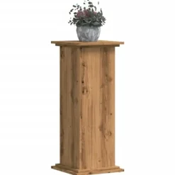 Växtställ i konstruerat trä - Stabilt och hållbart | Storlek: 33x33x80 cm | Färg: Ek
