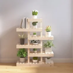 Växtställ i massiv furu - Trähylla för växter | Storlek: 85x25x109,5 cm