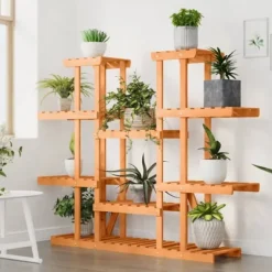 Växtställ i massivt granträ - Slitstark och elegant design | Storlek: 110x25x110,5 cm