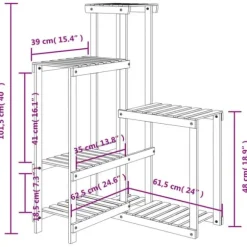 Växtställ i massivt granträ - För dekorativa växter och föremål | Storlek: 62,5x61,5x101,5 cm