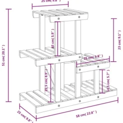 Växtställ i massivt granträ - Slitstarkt och stilrent för växter | Storlek: 58x25x51 cm