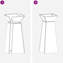 Växtställ i Olivgrön Metall - Fyrkantigt Design | Storlek: 40x40x101 cm