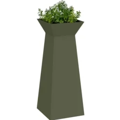 Växtställ i Olivgrön Metall - Fyrkantigt Design | Storlek: 40x40x101 cm