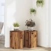 Växtställ i 2-pack av konstruerat trä - Stabil och modern design | Storlek: 30x30x50 cm | Färg: Åldrat trä