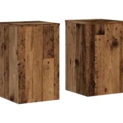 Växtställ i 2-pack av konstruerat trä - Stabil och modern design | Storlek: 30x30x50 cm | Färg: Åldrat trä