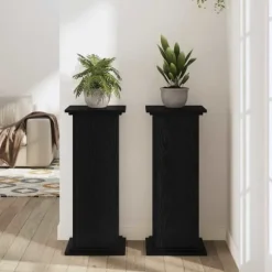 Växtställ i Svart Ek - Elegant Trä för Inomhus & Utomhus | Storlek: 33x33x80 cm