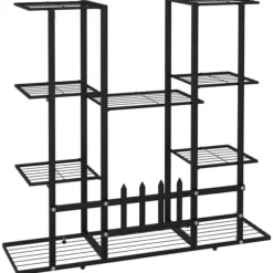 Växtställ i svart järn - Hållbar och stabil hylla för växter | Storlek: 94,5x25x89 cm