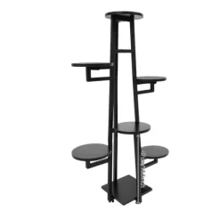 Växtställ, 7-lagersdesign, för inomhus- och utomhusbruk,svart