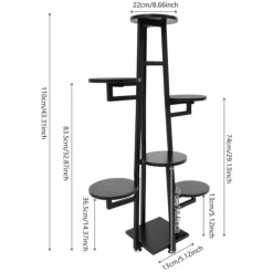 Växtställ, 7-lagersdesign, för inomhus- och utomhusbruk,svart
