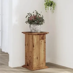 Växtställ åldrat trä 33x33x60 cm konstruerat trä