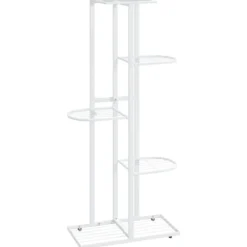 Växtställ med 5 hyllor 43x22x98 cm vit metall