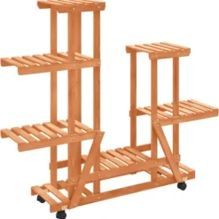 Växtställ med hjul 95x25x101 cm massiv furu