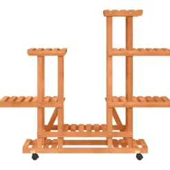 Växtställ med hjul 95x25x101 cm massiv furu