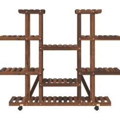 Växtställ med hjul 110x25x115 cm massiv furu