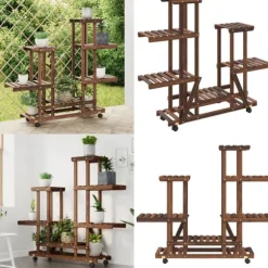 Växtställ med hjul 95x25x101 cm massiv furu - Växtstöd - Klätterstöd - Home & Living