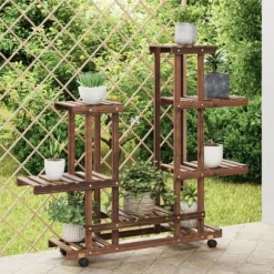 Växtställ med hjul 95x25x101 cm massiv furu - Växtstöd - Klätterstöd - Home & Living