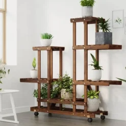 Växtställ med hjul 95x25x101 cm massiv furu - Växtstöd - Klätterstöd - Home & Living