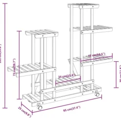 Växtställ med hjul 95x25x101 cm massiv furu - Växtstöd - Klätterstöd - Home & Living
