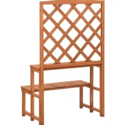 Växtställ med spaljé i massivt granträ - 2-nivåer för krukor | Storlek: 70x42x115 cm