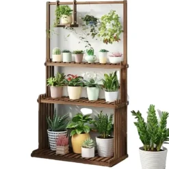 Växtställ, 3-nivådesign, för inomhus- och utomhusbruk,Khaki