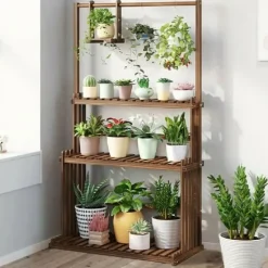 Växtställ, 3-nivådesign, för inomhus- och utomhusbruk,Khaki