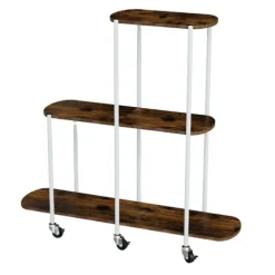 Växtställ, 3-nivådesign, låsbara hjul,VIT
