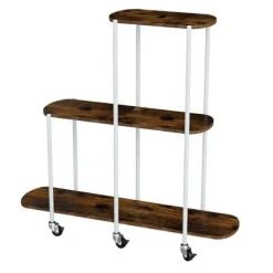 Växtställ, 3-nivådesign, låsbara hjul,VIT