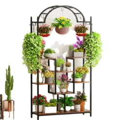 Växtställ, 5-nivådesign, mångsidig visning för inomhusbruk,BRUN, XXL