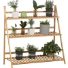 Växtställ och blomhylla i bambu - 3-vånings vikbar hylla - Fristående - 100 x 39 x 97 cm
