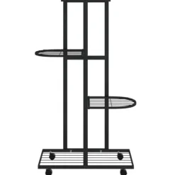Växtställ på hjul 4 hyllor 44x23x80 cm svart järn - Blomställ - Växtställ - Home & Living