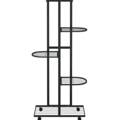 Växtställ på hjul med 5 hyllor - Järnhylla för växter och dekoration | Färg: Svart | Storlek: 44x23x100 cm