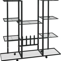 Växtställ på hjul 94,5x24,5x91,5 cm svart järn - Blomställ - Växtställ - Home & Living