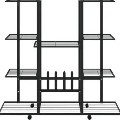 Växtställ på hjul 94,5x24,5x91,5 cm svart järn - Blomställ - Växtställ - Home & Living