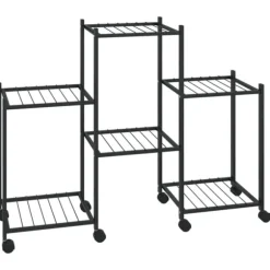 Växtställ på hjul 83x25x63,5 cm svart järn