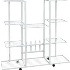 Växtställ på hjul 94,5x24,5x91,5 cm vit järn