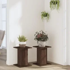 Växtställ 2-pack - Hållbart konstruerat trä | Färg: Brun | Storlek: 30x30x40 cm