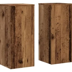 Växtställ 2-pack av konstruerat trä - Perfekt för inomhusbruk | Storlek: 30x30x70 cm | Färg: Åldrat trä
