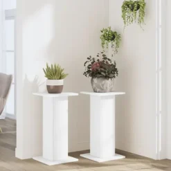 Växtställ 2-pack i konstruerat trä | Stabil och hållbar | Färg: Vit | Storlek: 30x30x60 cm