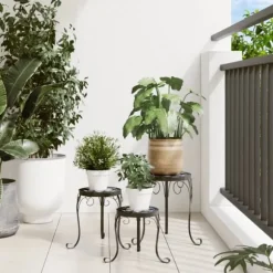 Växtställ 3-pack i svart och vit keramik - Mosaikdesign | Färg: Svart/Vit | Storlek: Standard