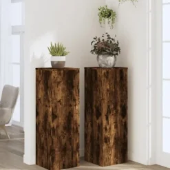 Växtställ 2-pack rökfärgad ek | Storlek: 33x33x100 cm | Konstruerat trä