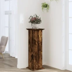 Växtställ rökfärgad ek 33x33x100 cm konstruerat trä