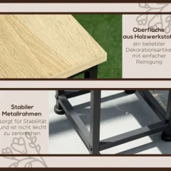 Växtställ set 3-delat blompallar & krukhållare stål svart/natur för trädgård/balkong