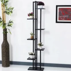 Växtställ Somero piedestal 150x34x21 cm svart [en.casa]