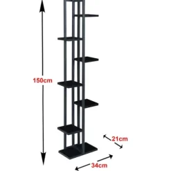 Växtställ Somero piedestal 150x34x21 cm svart [en.casa]